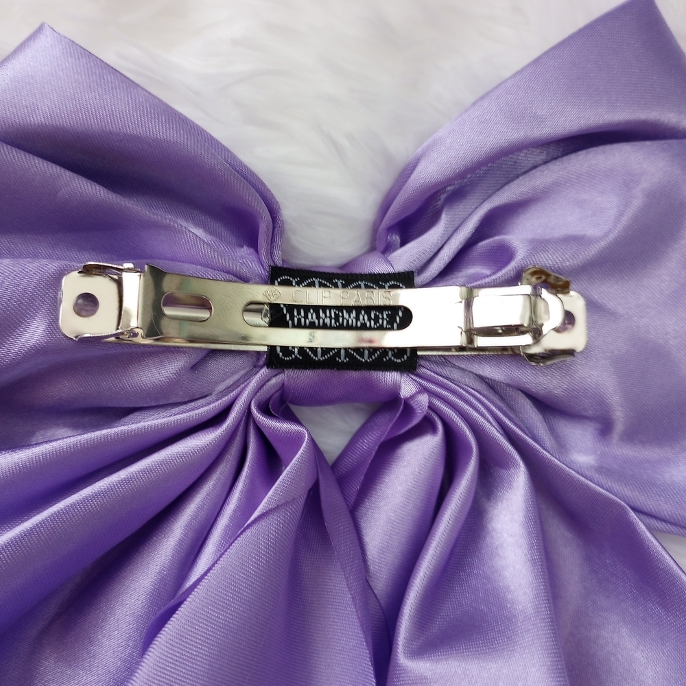 Lavender Extra Large Hair Bow Satin Clip - Picture 5 of 6